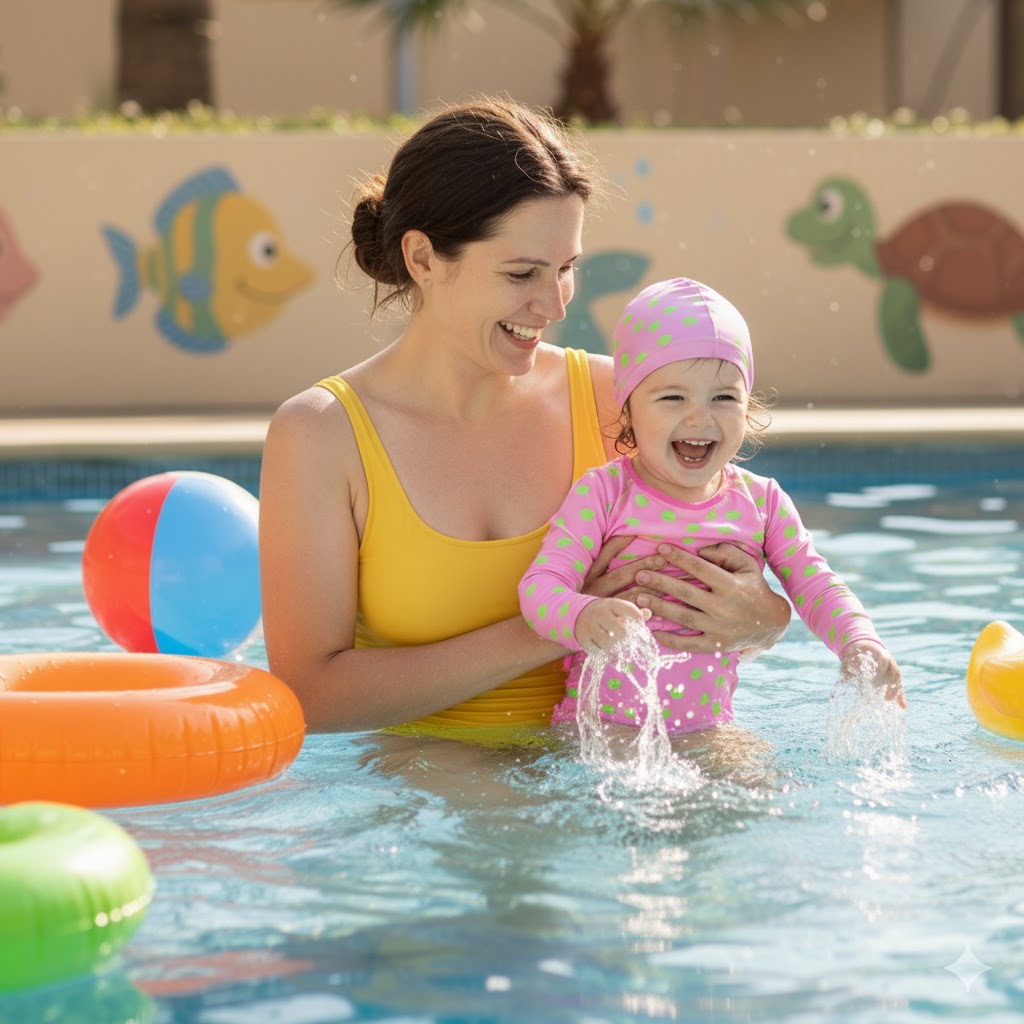 ۱۰ نکته طلایی برای اولین تجربه شنا با دخترتان